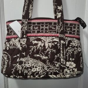 Vera Bradley Brown and Cream Floral Tote Bag